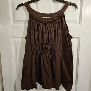 Studio M Brown Gathered Tank Top